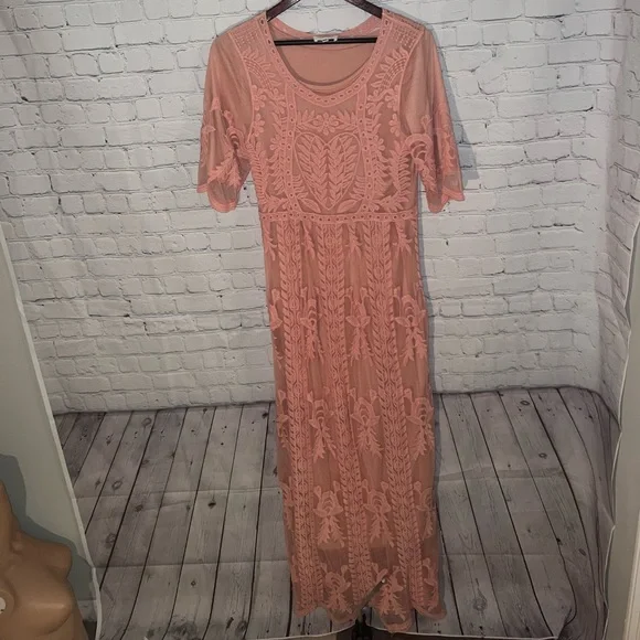 Orange Creek Long Pink floral dress size S/M - Picture 5 of 11
